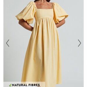 CENIA MIDI DRESS - LINEN in Lemon